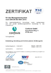 Confovis ist gemäß DIN EN ISO 9001:2015 zertfiziert