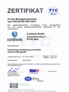 Confovis ist gemäß DIN EN ISO 9001:2015 zertfiziert